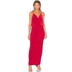 MISA Los Angeles Domino Maxi Dress Red Draped